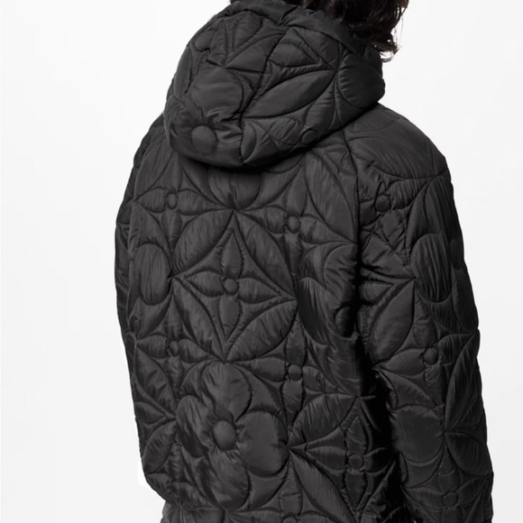 LVSE Flower Quilted Hoodie Reversible Jacket, sz 50, Black - Authentic NWOT - Picture 4 of 16